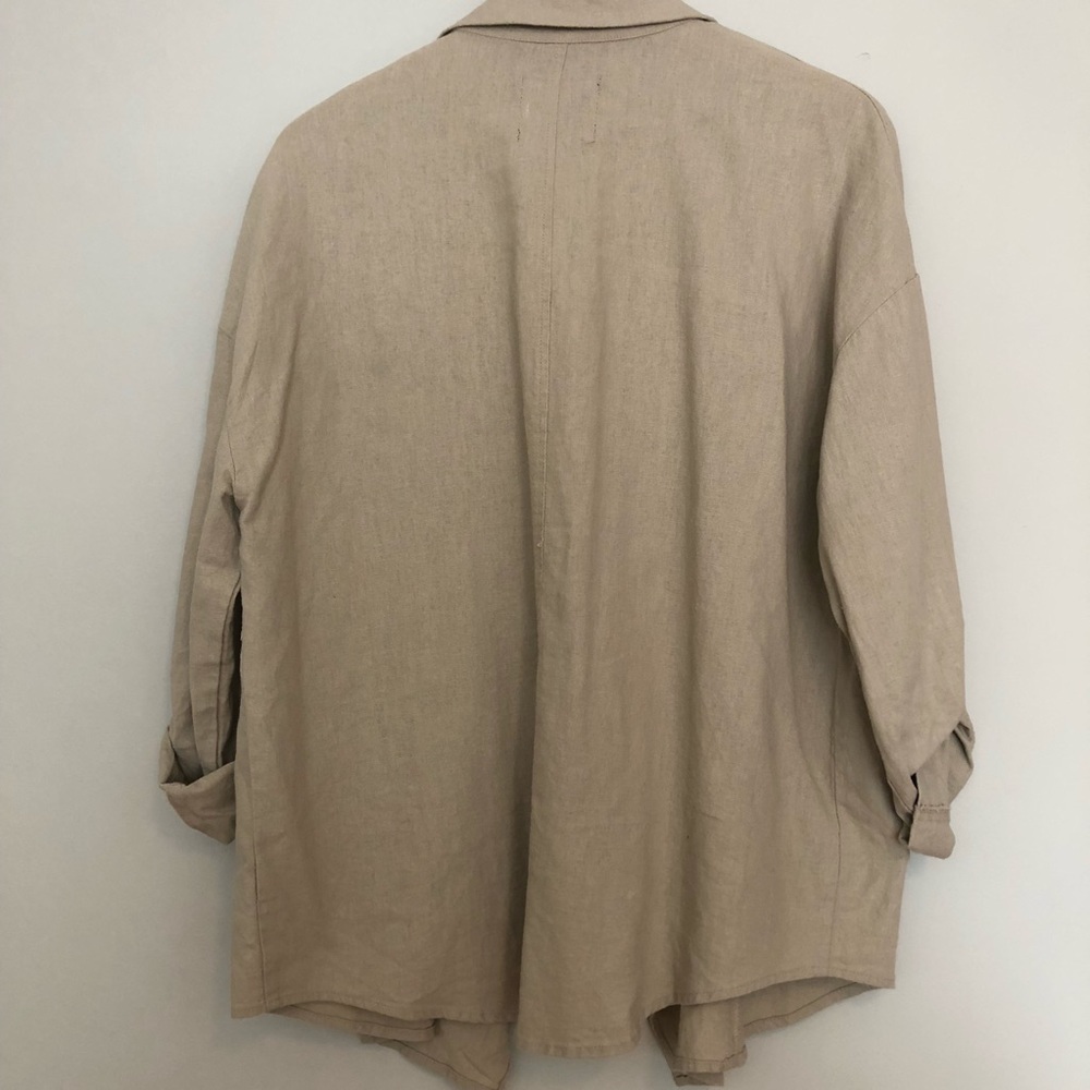 Beige Drape Linen Cardigan - Picture 5 of 6